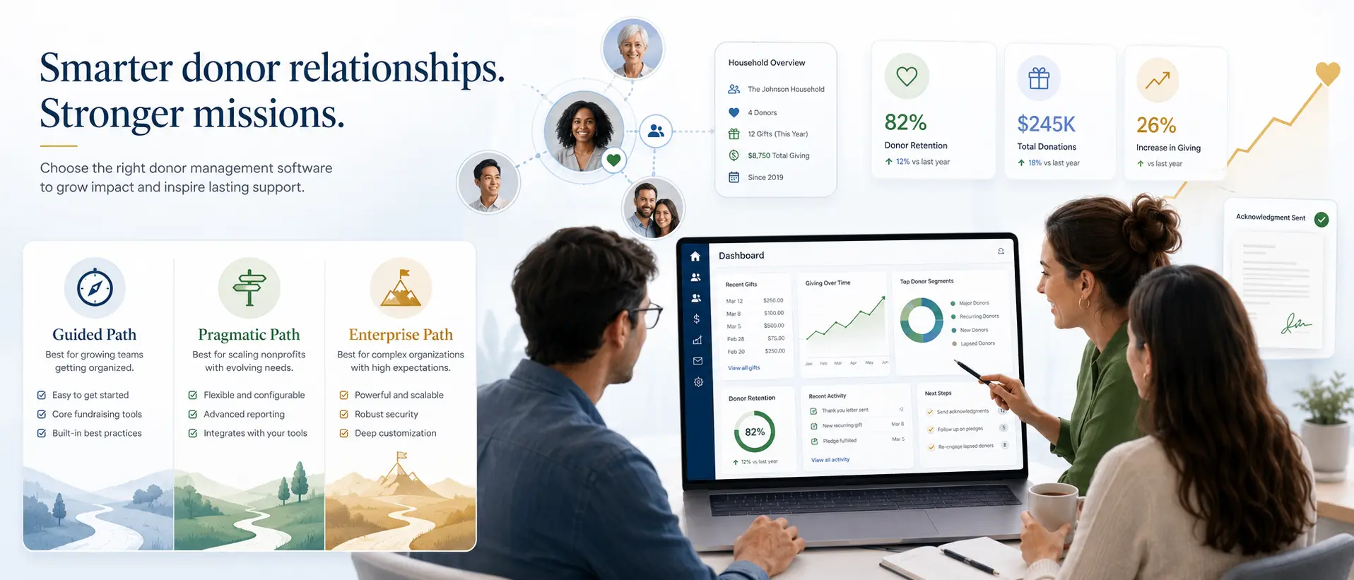 Comparison chart for donor management software platforms