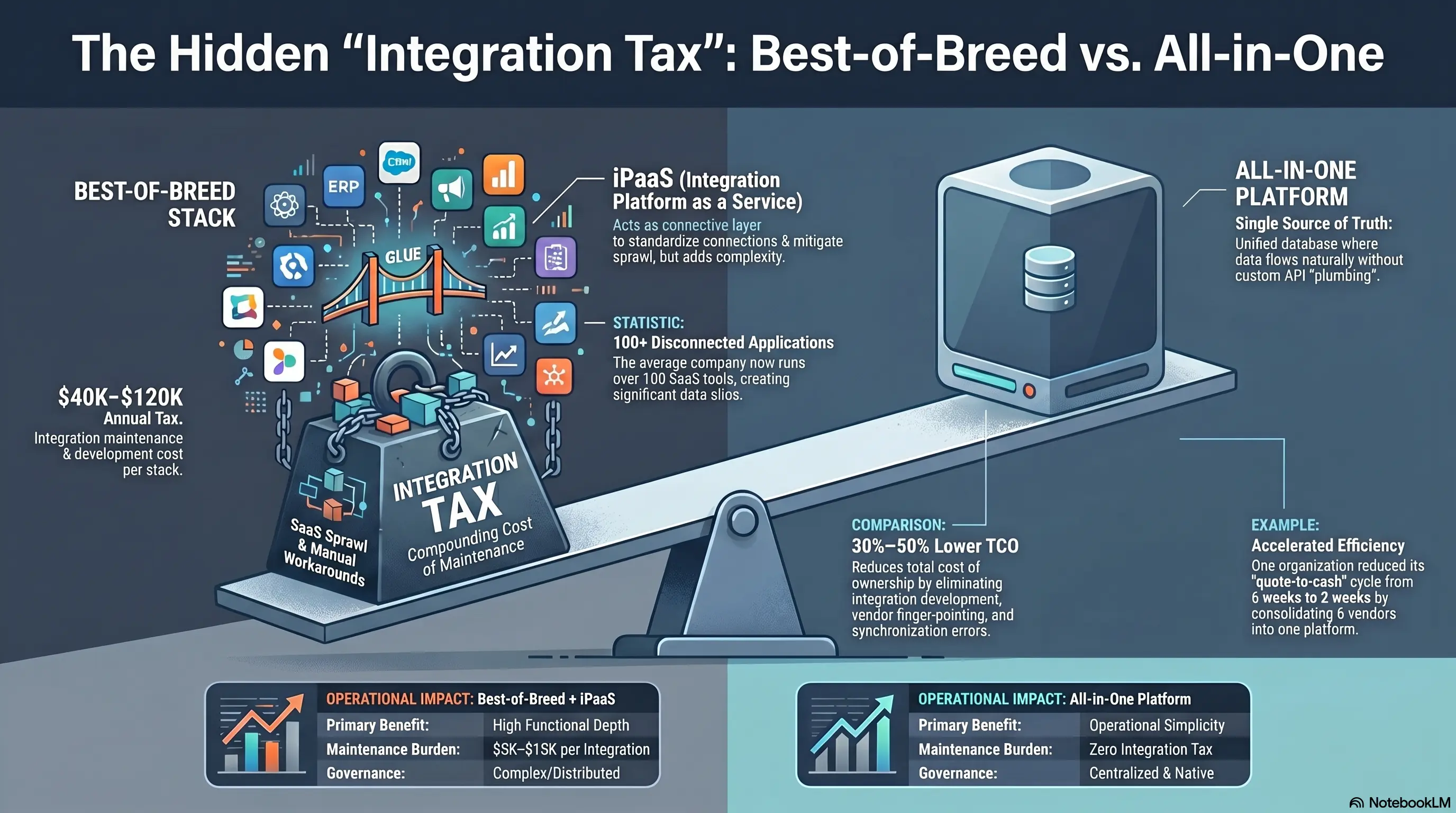 Hidden integration tax graphic showing operational overhead