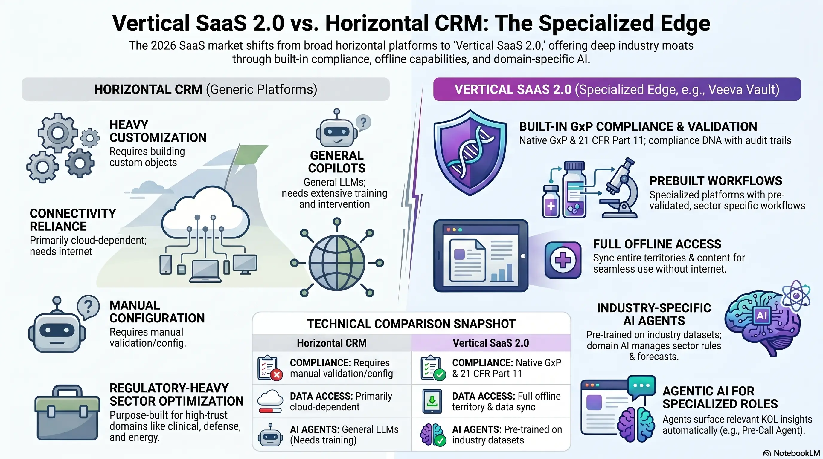 Visual comparing vertical CRM and horizontal CRM approaches